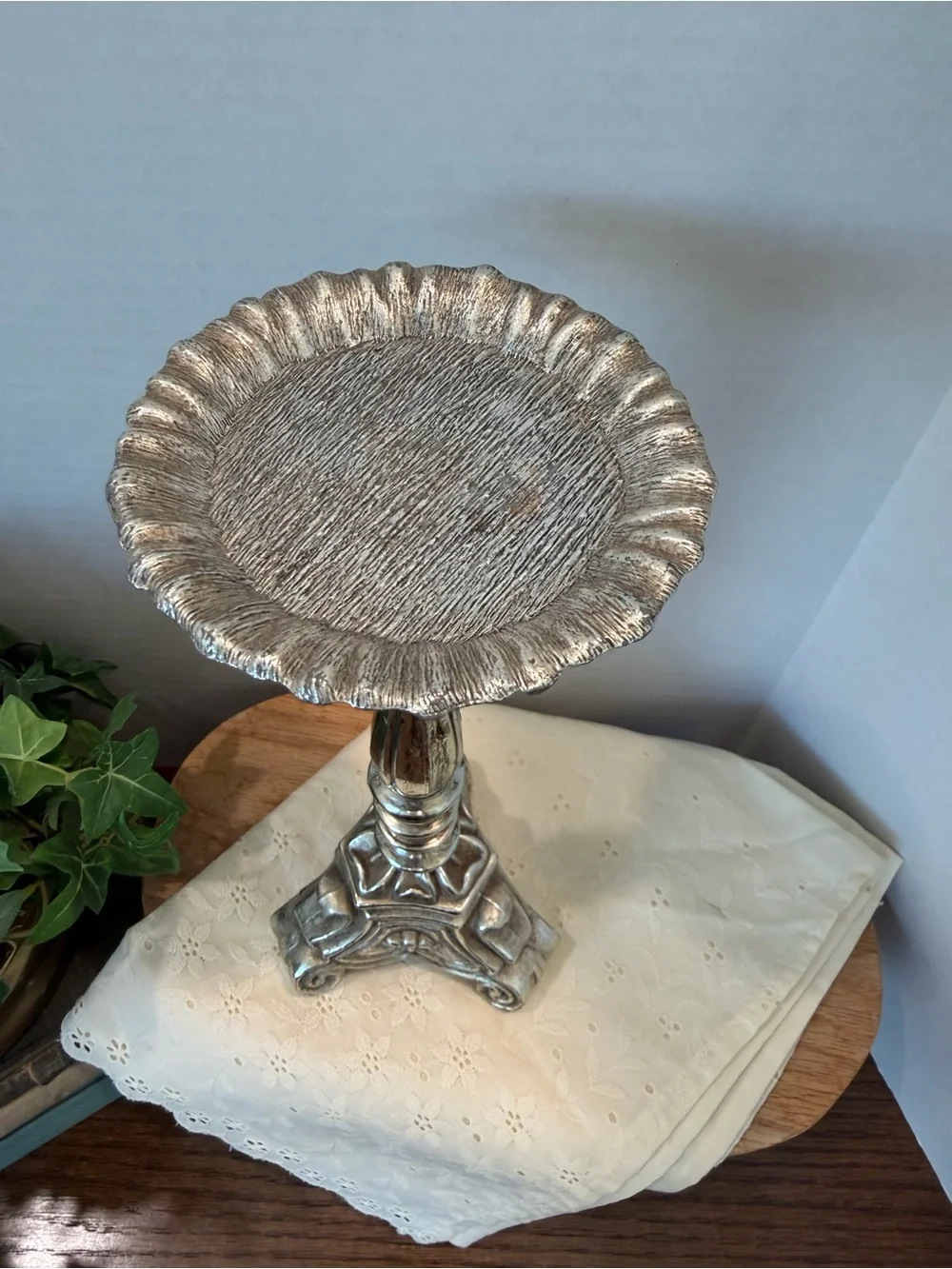 Vintage Style Ornate Metal Candlestick Holder 10.25